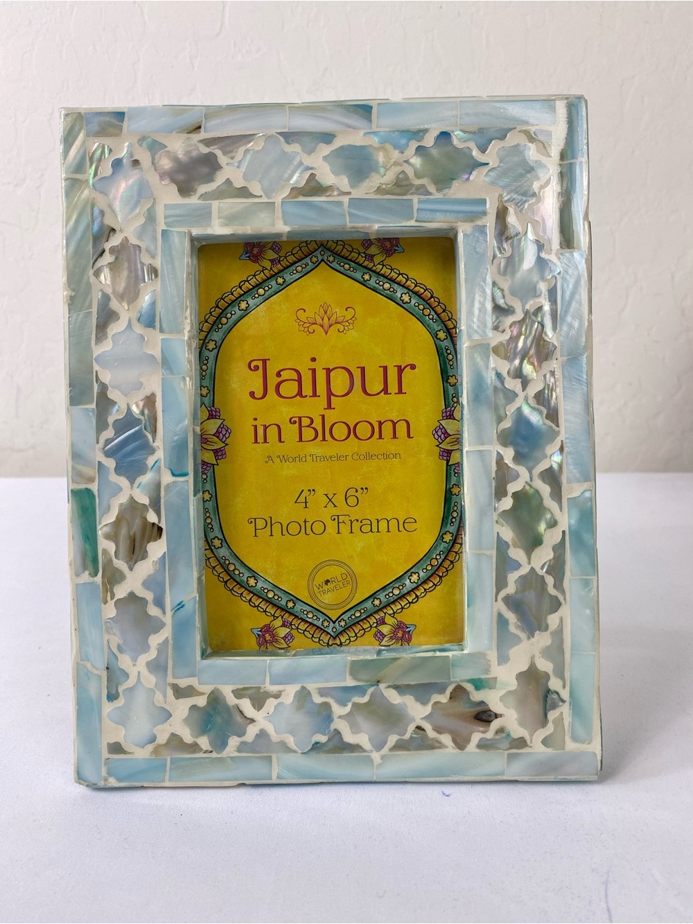 Jaipur Light Blue and Mother-of-Pearl Mosaic Photo Frame 4x6 table Top picture